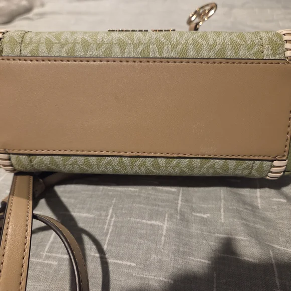 Michael Kors Green and Tan Mini Bag with Signature Monogram - Picture 6 of 9